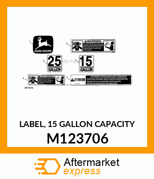 LABEL, 15 GALLON CAPACITY M123706