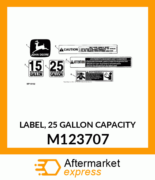 LABEL, 25 GALLON CAPACITY M123707