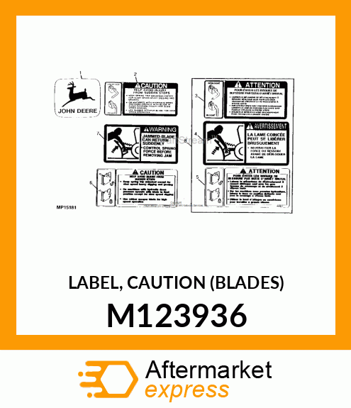 LABEL, CAUTION (BLADES) M123936