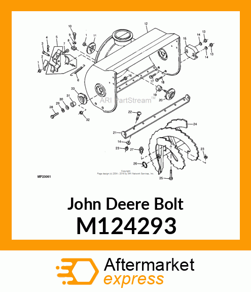 BOLT, SERRATED NECK 1/4 M124293