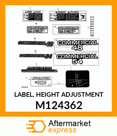 LABEL, HEIGHT ADJUSTMENT M124362