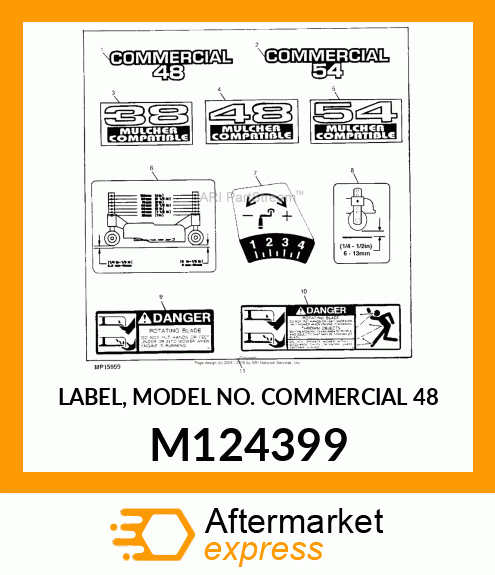 LABEL, MODEL NO. COMMERCIAL 48 M124399