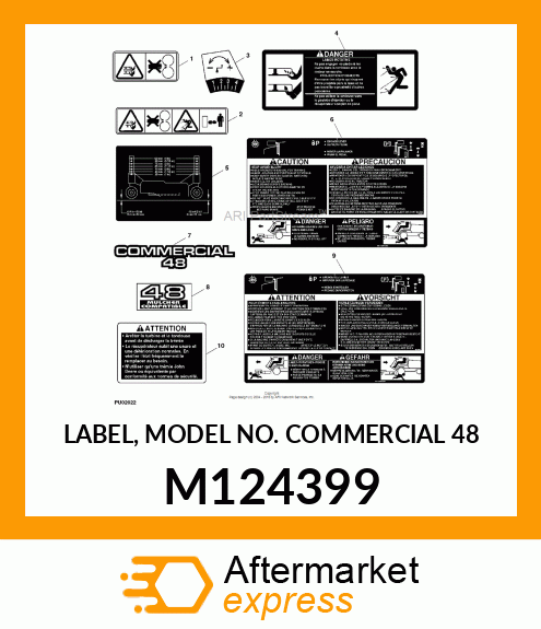 LABEL, MODEL NO. COMMERCIAL 48 M124399