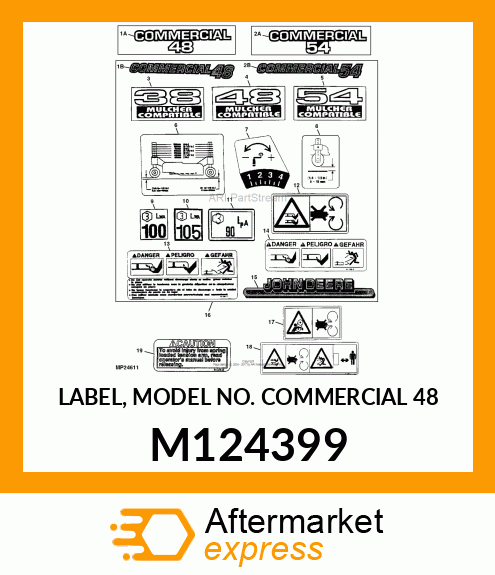 LABEL, MODEL NO. COMMERCIAL 48 M124399