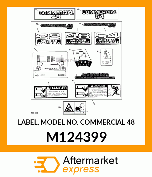 LABEL, MODEL NO. COMMERCIAL 48 M124399