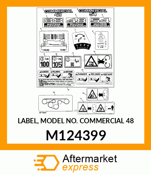 LABEL, MODEL NO. COMMERCIAL 48 M124399