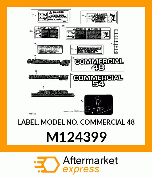 LABEL, MODEL NO. COMMERCIAL 48 M124399