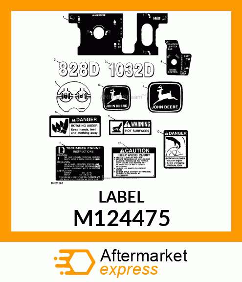 Label Model No 828D M124475