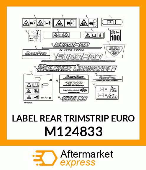 Label Rear Trimstrip Euro M124833
