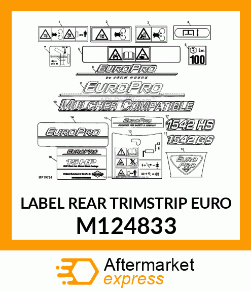 Label Rear Trimstrip Euro M124833
