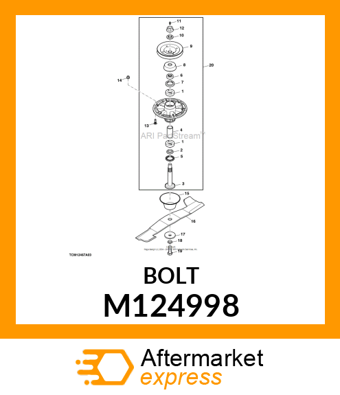 BOLT, RD HD RIB NK M8X1.25X30 M124998