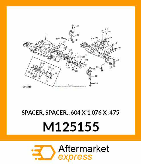 SPACER, SPACER, .604 X 1.076 X .475 M125155