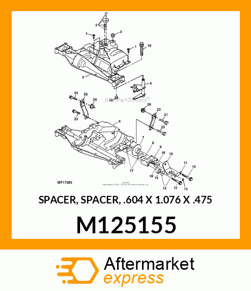 SPACER, SPACER, .604 X 1.076 X .475 M125155