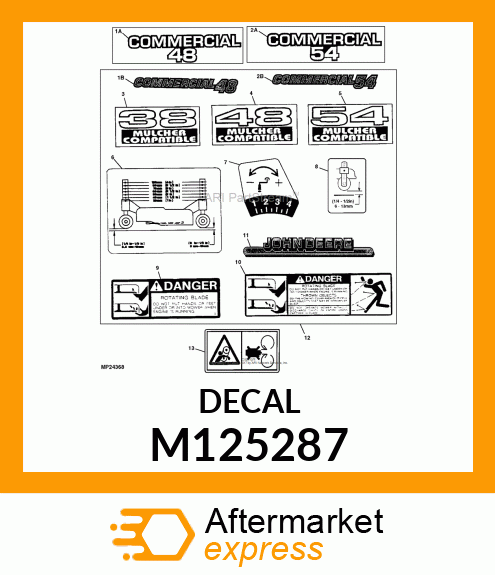 LABEL, MODEL NO. COMMERCIAL 54 M125287