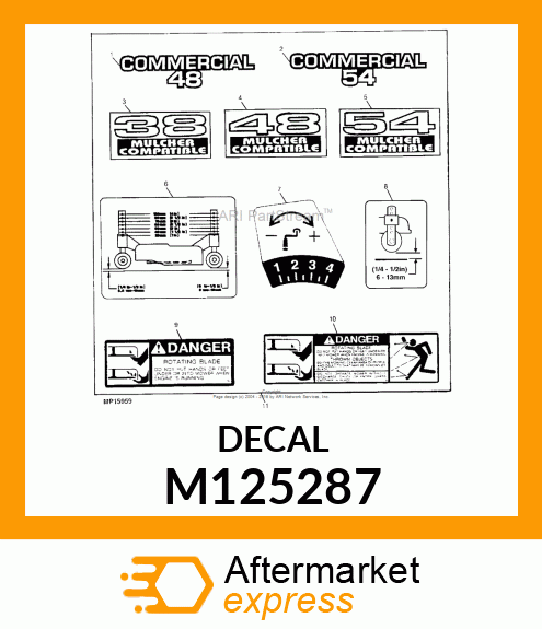 LABEL, MODEL NO. COMMERCIAL 54 M125287