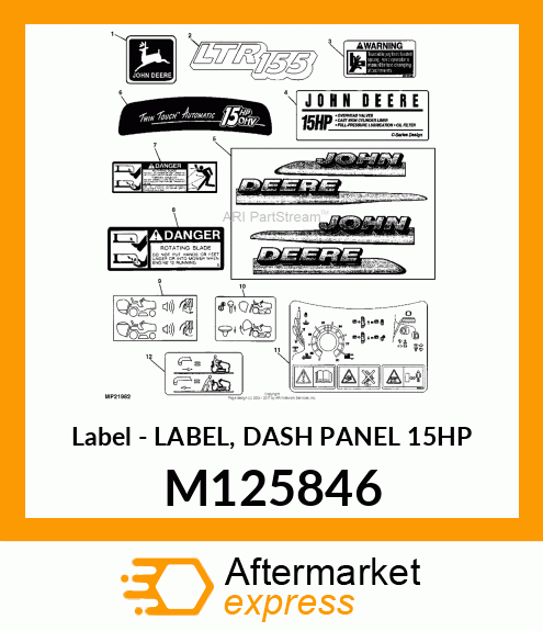 Label Dash Panel 15Hp M125846