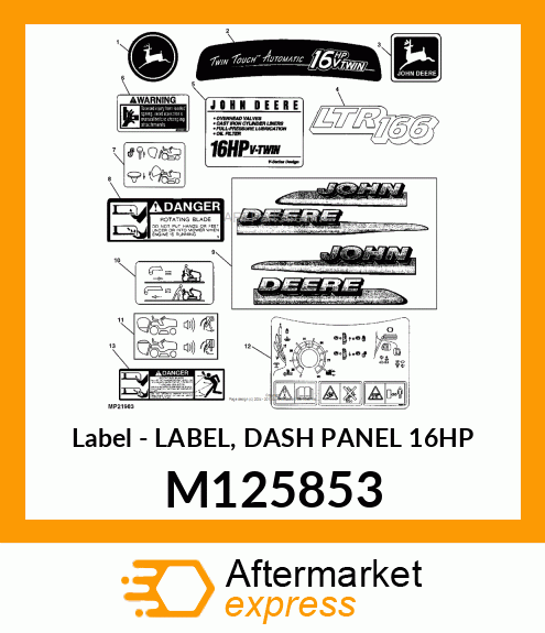 Label Dash Panel 16Hp M125853