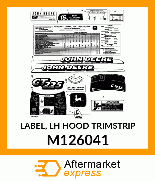 LABEL, LH HOOD TRIMSTRIP M126041