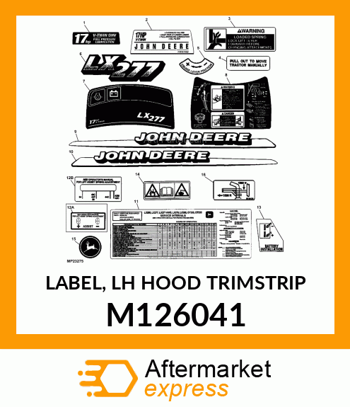 LABEL, LH HOOD TRIMSTRIP M126041