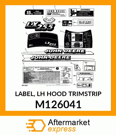 LABEL, LH HOOD TRIMSTRIP M126041