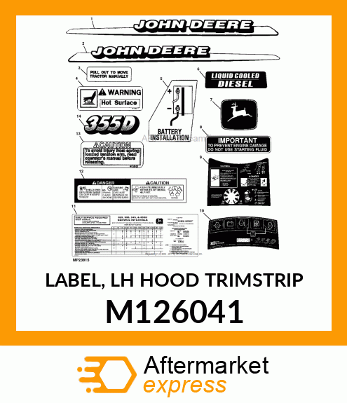 LABEL, LH HOOD TRIMSTRIP M126041