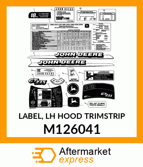 LABEL, LH HOOD TRIMSTRIP M126041