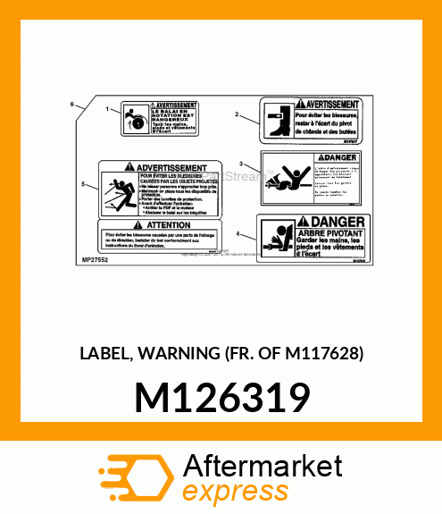 LABEL, WARNING (FR. OF M117628) M126319