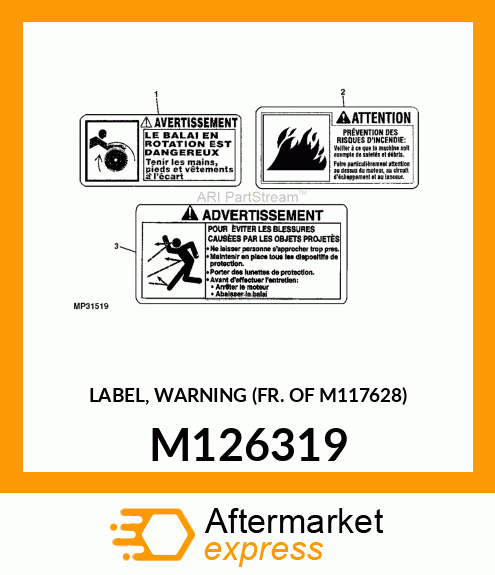 LABEL, WARNING (FR. OF M117628) M126319