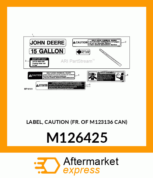 LABEL, CAUTION (FR. OF M123136 CAN) M126425