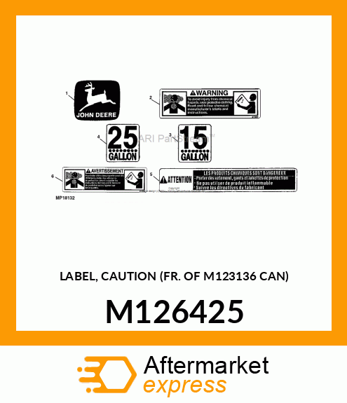 LABEL, CAUTION (FR. OF M123136 CAN) M126425