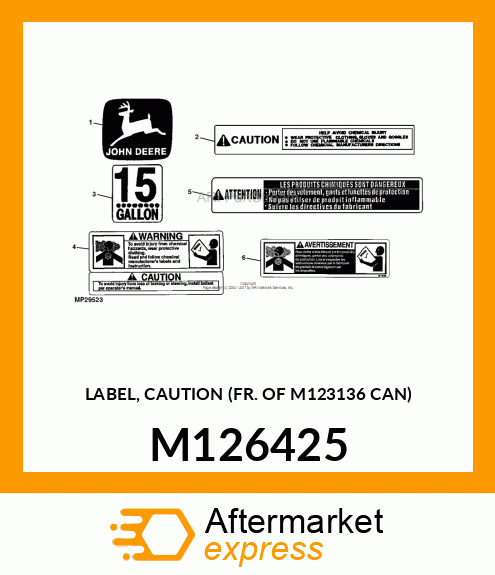 LABEL, CAUTION (FR. OF M123136 CAN) M126425