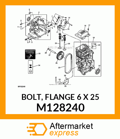 BOLT, FLANGE 6 X 25 M128240