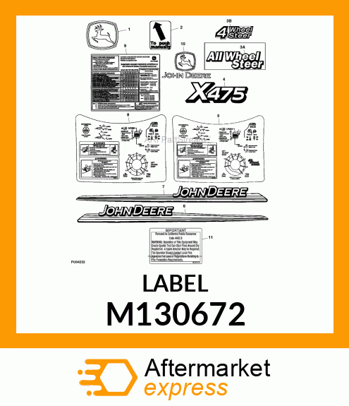 LABEL, RH HOOD TRIMSTRIP M130672