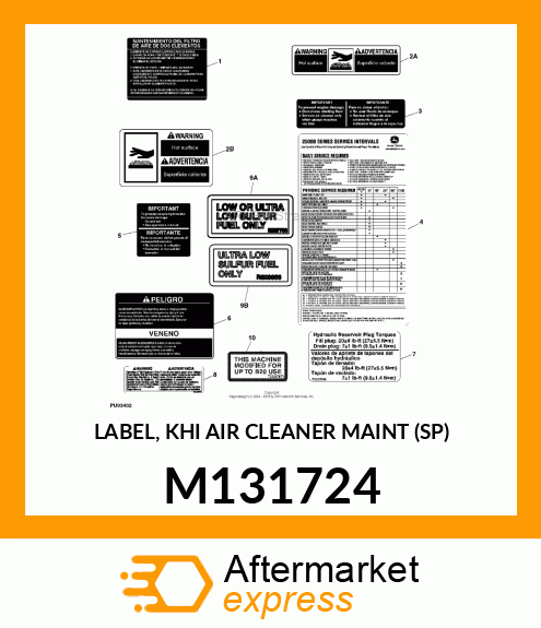 LABEL, KHI AIR CLEANER MAINT (SP) M131724