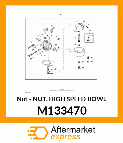 Nut - NUT, HIGH SPEED BOWL M133470