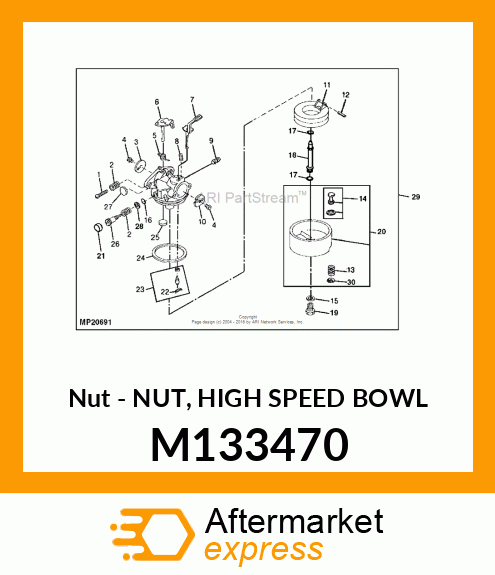 Nut - NUT, HIGH SPEED BOWL M133470