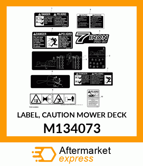 LABEL, CAUTION MOWER DECK M134073