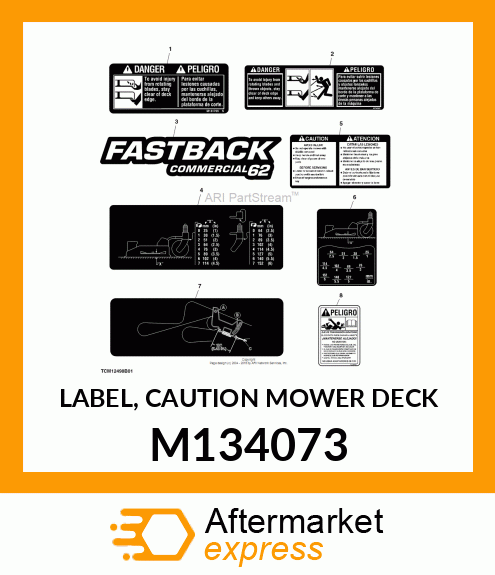 LABEL, CAUTION MOWER DECK M134073