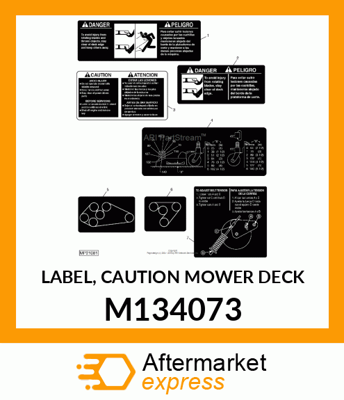 LABEL, CAUTION MOWER DECK M134073