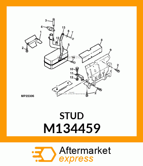 STUD, M8 X 1.25 X 33 M134459