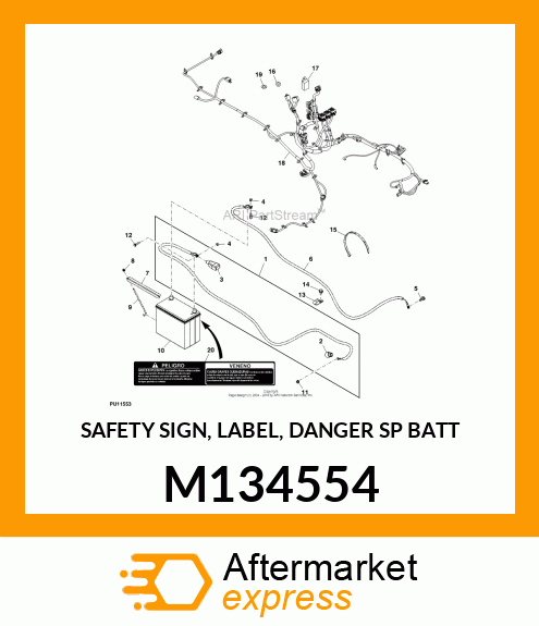 SAFETY SIGN, LABEL, DANGER SP BATT M134554