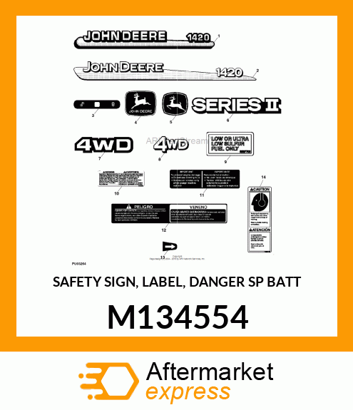 SAFETY SIGN, LABEL, DANGER SP BATT M134554