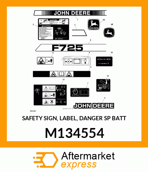 SAFETY SIGN, LABEL, DANGER SP BATT M134554