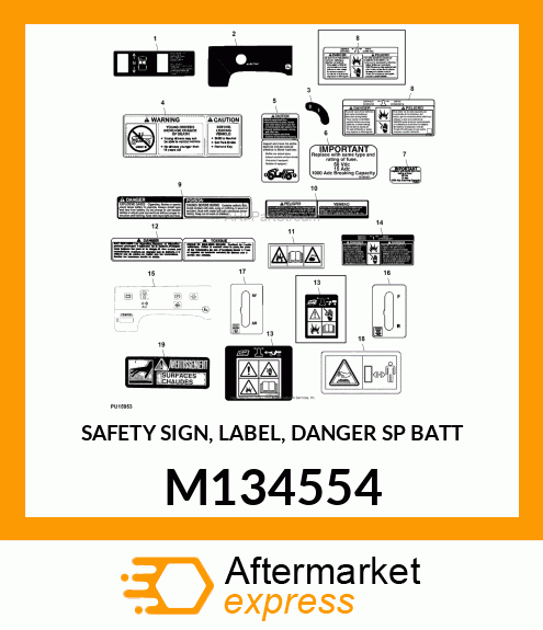 SAFETY SIGN, LABEL, DANGER SP BATT M134554