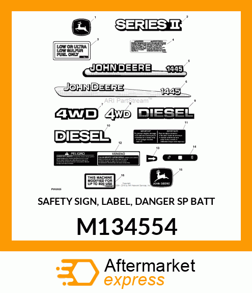 SAFETY SIGN, LABEL, DANGER SP BATT M134554