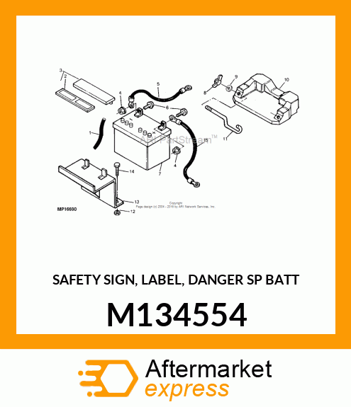 SAFETY SIGN, LABEL, DANGER SP BATT M134554