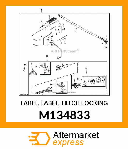 LABEL, LABEL, HITCH LOCKING M134833