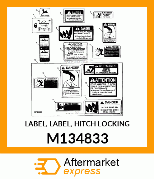 LABEL, LABEL, HITCH LOCKING M134833