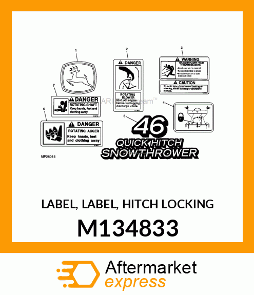 LABEL, LABEL, HITCH LOCKING M134833