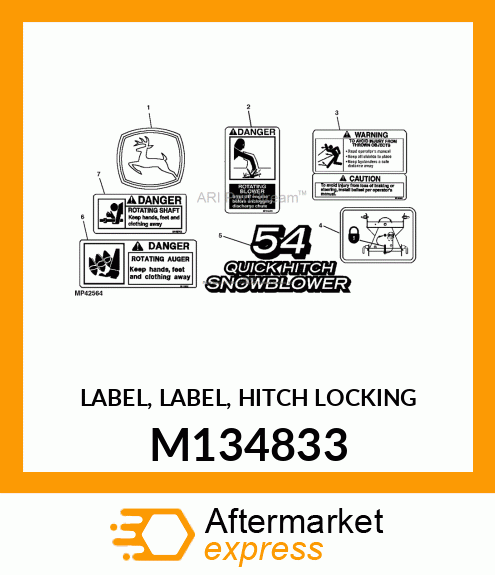 LABEL, LABEL, HITCH LOCKING M134833